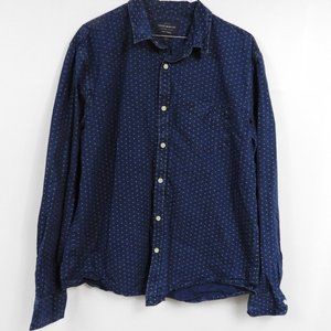 C598 Lucky Brand True Indigo Blue Diamond Button Down
